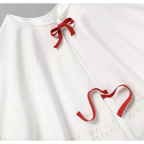 NEW Hearth and Hand with Magnolia Tree Skirt Embroidered Sour Cream White 52x52 - Picture 3 of 4